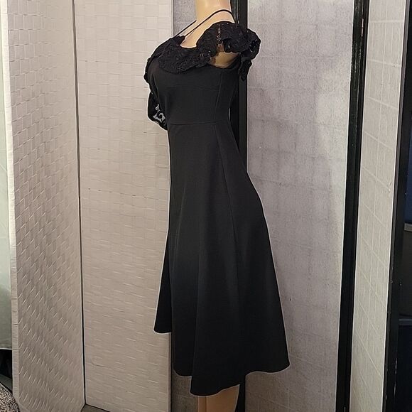 BRAND NEW GABBY SKYE LACE OVERLAY STRAPPY COLD SHOULDER MIDI DRESS - Picture 9 of 14